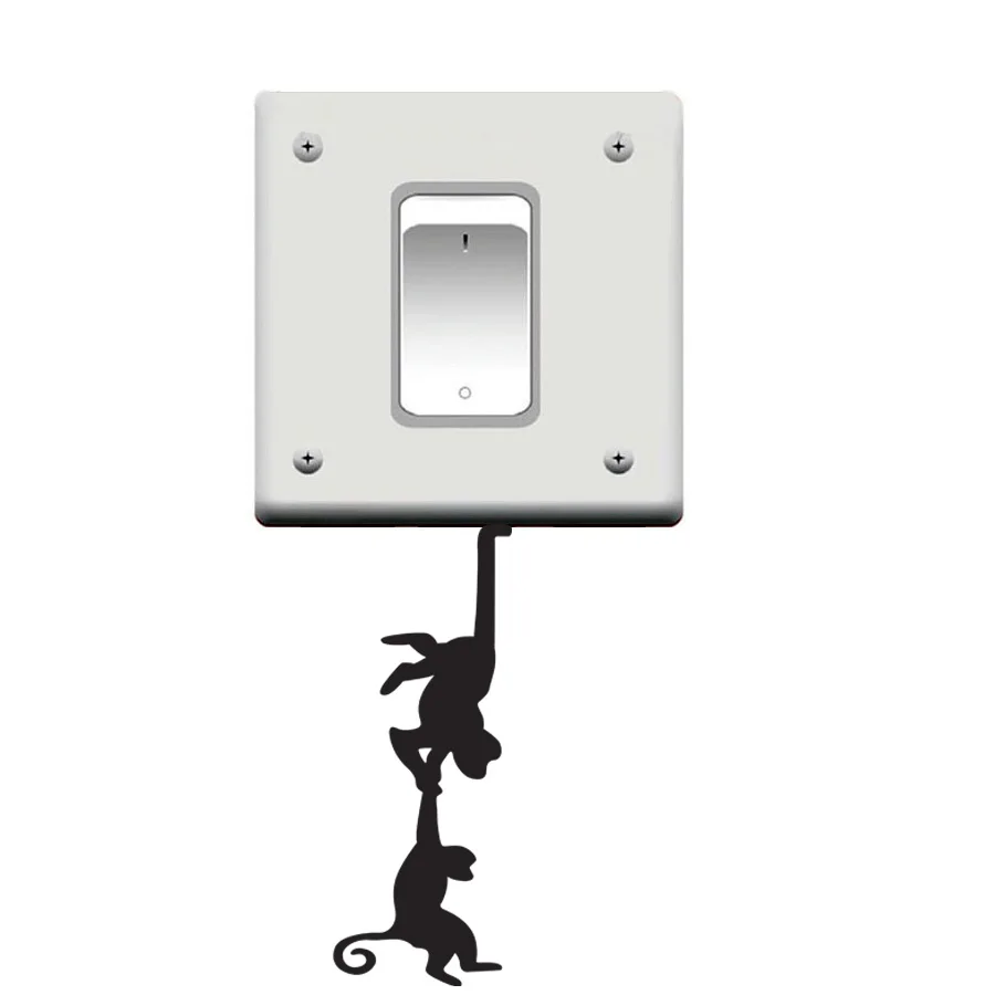 Default Black Diy Забавный милый мультфильм виниловый класс фильм супер герой переключатель Стикеры для спальни Parlorteen Дети наклейки s украшение дома - Цвет: Default Black