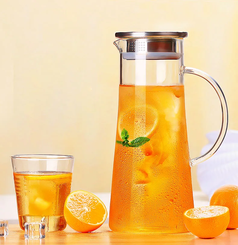 High Quality Glass Kettle Two way Outlet Water Jug Heat Resistant Transparent Teapot Stainless Steel Strainer