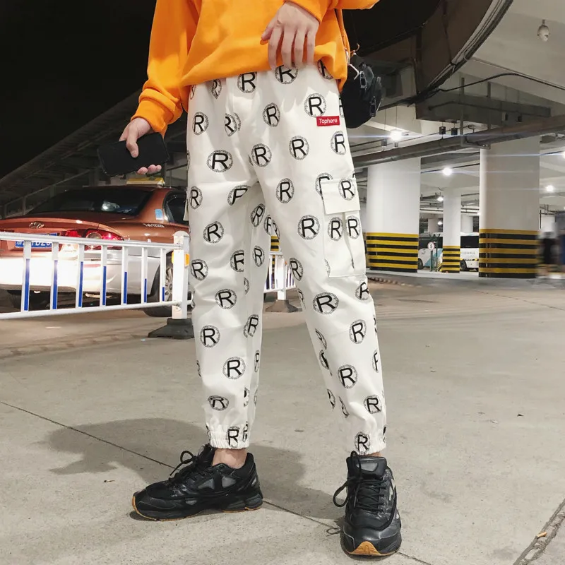 Fashion Men's Casual Pants Autumn New Loose Straight Overalls Pants Nine Pants S-2XL Black White Couple Pants Youth Popular Wild Fashion Men's Casual Pants Autumn New Loose Straight Overalls Pants Nine Pants S-2XL Black White Couple Pants Youth Popular Wild