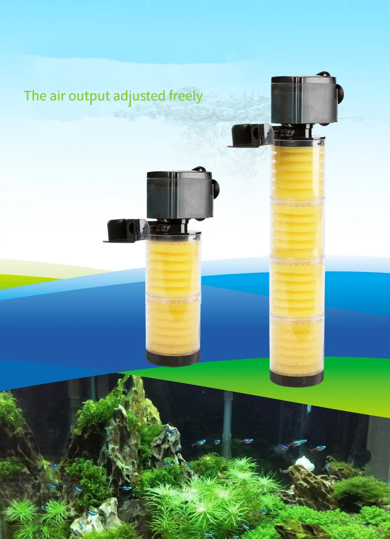 4 модели для маленьких или больших резервуаров, биологический внутренний фильтр аквариума, Многофункциональный погружной фильтр-насос кислородный спрей