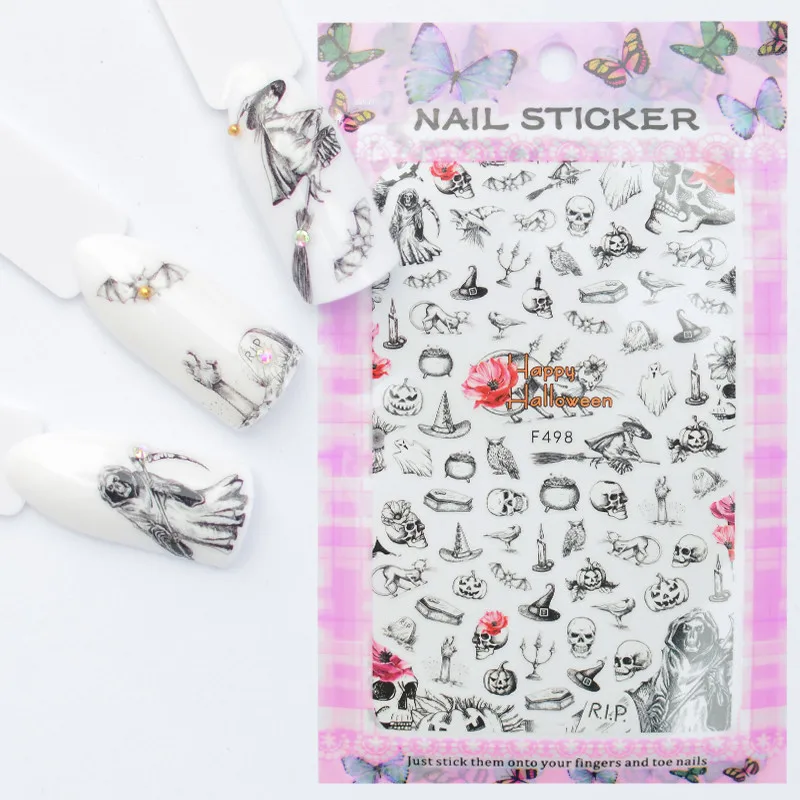 

LCJ 32 Designs Available Nail Sticker Halloween Design Slider DIY Nail Art Decal Charms Foils Tips Decoration