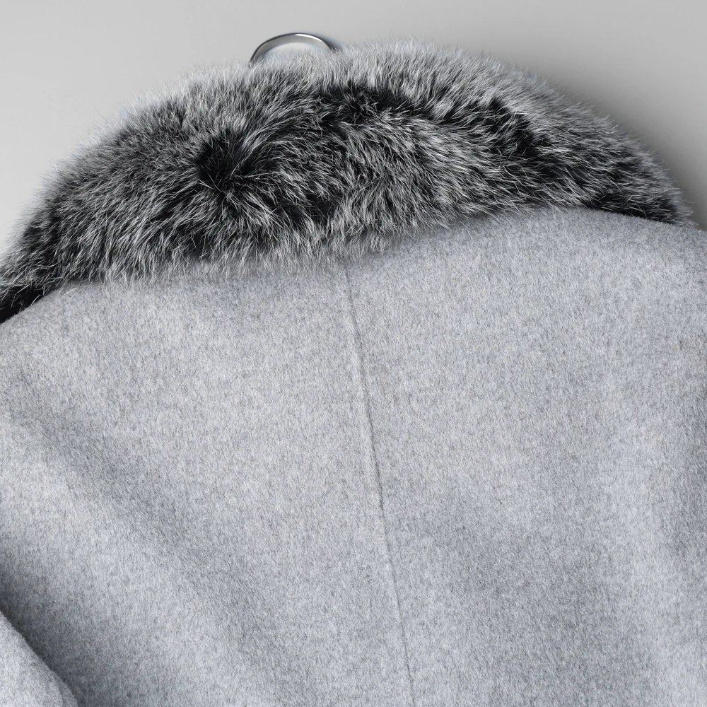 Натуральная Овечья шерсть Мужское пальто большой Лисий меховой воротник шерстяной ручной работы пальто повседневный стиль кашемир мужское модное пальто очень большой размер