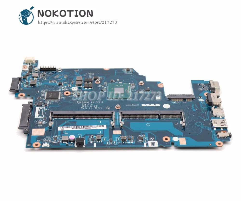 

NOKOTION Z5WAL LA-B211P NBMNY11001 NB.MNY11.001 Laptop Motherboard For acer aspire E5-511 SR1YJ N2840 DDR3L