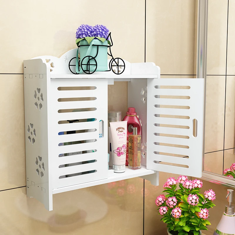 Wooden Bathroom Cabinet Storage Floor Wall Mount Cabinet Double