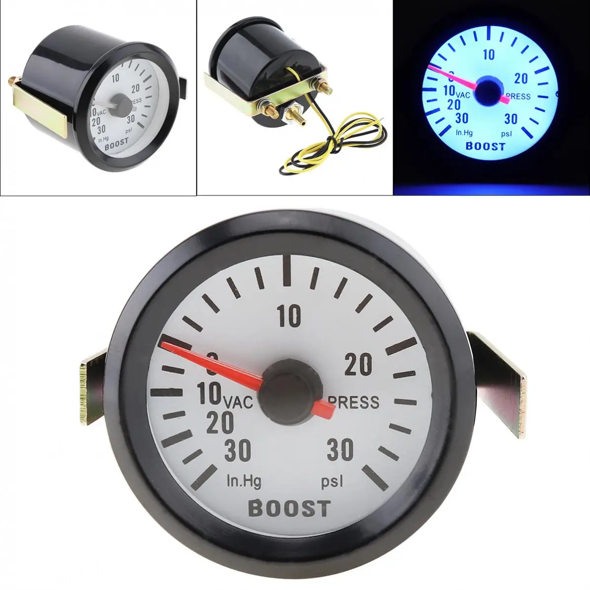 

6032BL Universal 2" 52mm 12V Blue LED 0~30in.Hg / 0~30PSI Car Turbo Boost Gauge Meter with Sensor for Boat / Truck / ATV