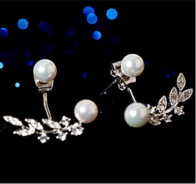 

2017 New arrival high quality fashion pearl crystal flower 925 sterling silver ladies`stud earrings jewelry Christmas gift