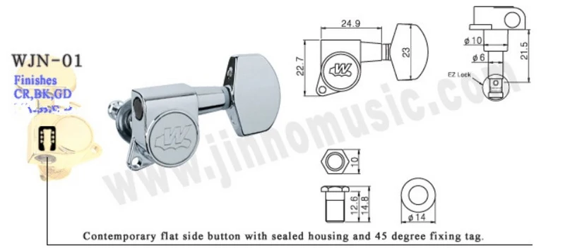 wilkinson WJN-01 3R-3L гитарные головки тюнеры WLS 3+ 3 хромированные серебряные колышки(с упаковкой