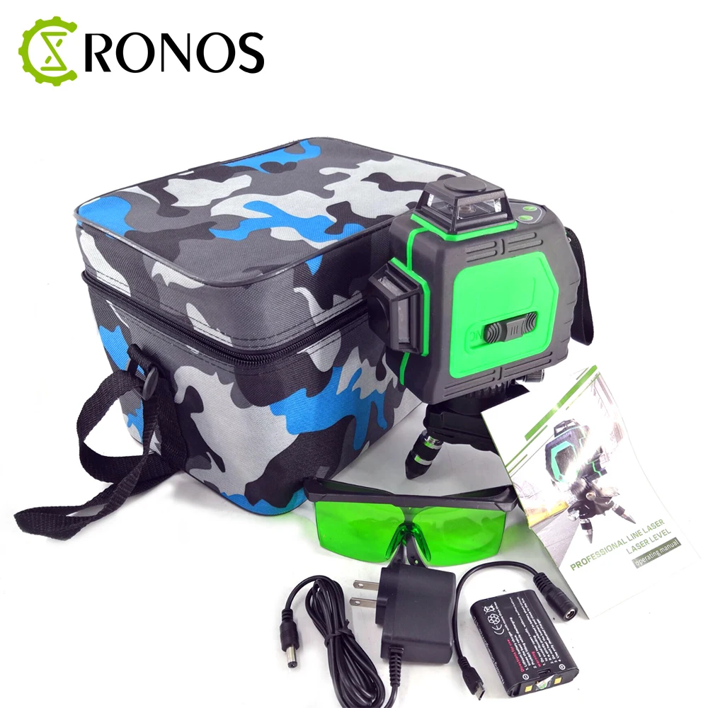 

3D 12Lines Green Laser Levels Self-Leveling 360 Horizontal And Vertical Cross Super Powerful Green Laser Beam Line Cloth Bag