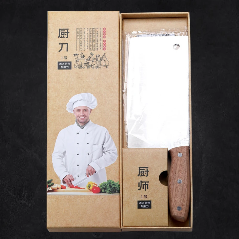 Кухонный нож из нержавеющей стали для резки мяса овощей с деревянной