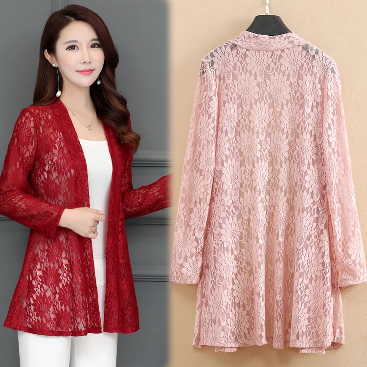 

Summer 2019 Fashion Women Cardigan Crochet Shrug Long Sleeve Lace Hollow Out Chiffon Cape Cardigan Shurg Thin Coat F240