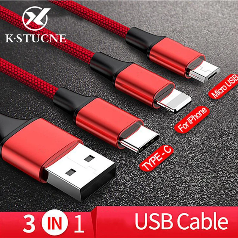 

3in1 USB Cable for iPhone X 8 7 6 Cable Micro USB Type C Cable for Samsung S9 S8 Fast Charging Cable 3A Charger Cord