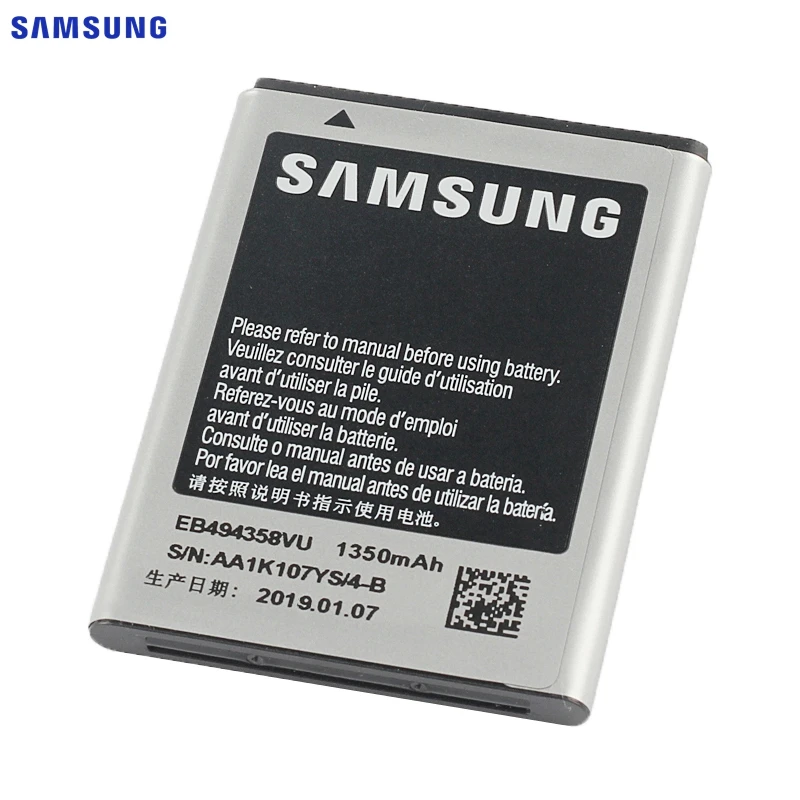 Оригинальная батарея samsung EB494358VU для samsung Galaxy Ace S5830 S5660 S7250D S5670 i569 I579 GT-S6102 S6818 GT-S5839i 1350 мА-ч