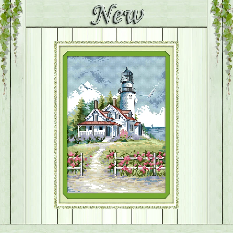 

Lighthouse seaside house diy Painting 11CT Counted print on canvas DMC 14CT chinese Cross Stitch kits embroidery needlework Sets