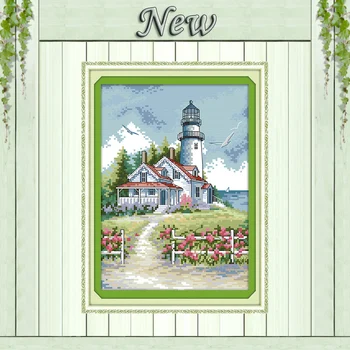 

Lighthouse seaside house diy Painting 11CT Counted print on canvas DMC 14CT chinese Cross Stitch kits embroidery needlework Sets