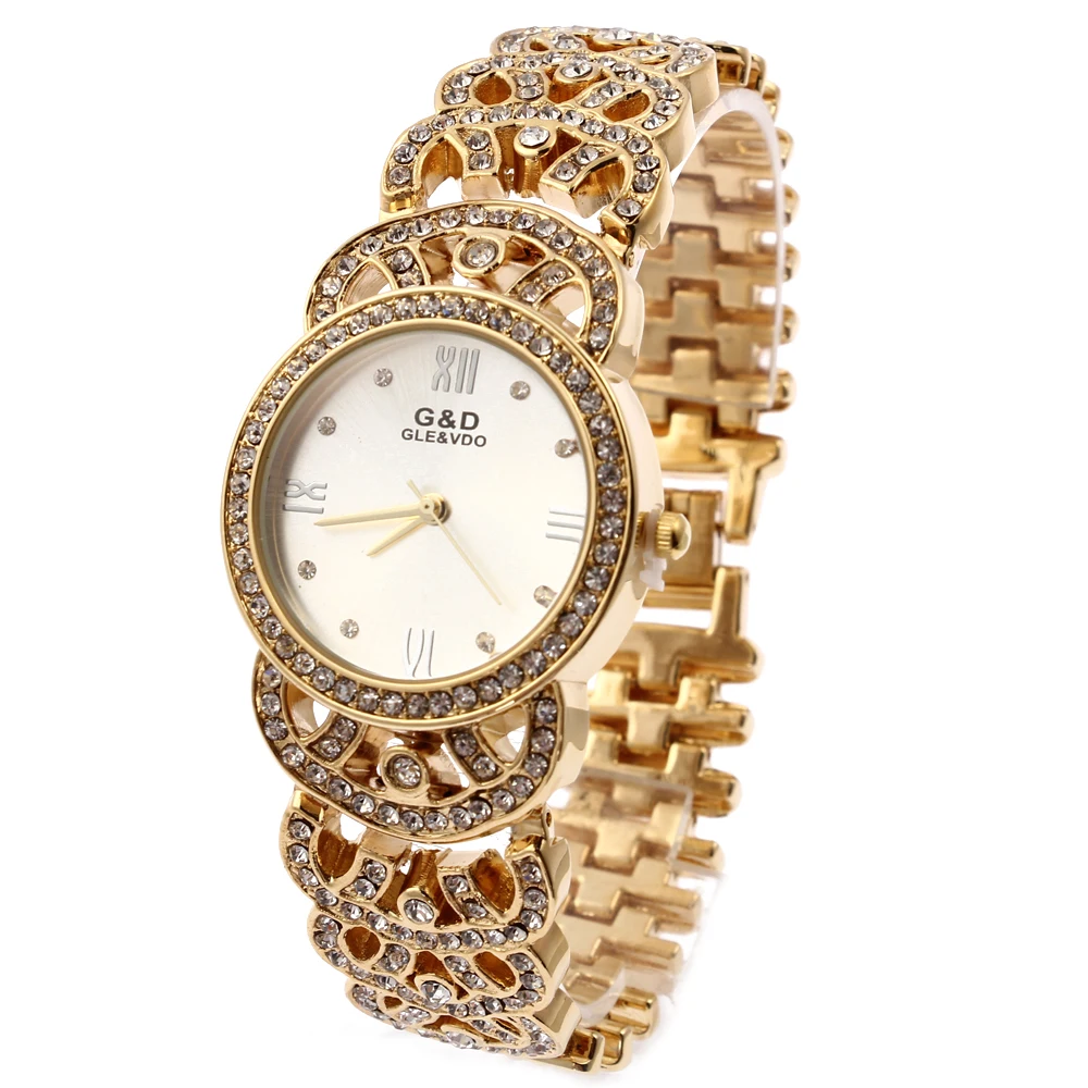 

Relogio Feminino G&D Gold Women Quartz Wristwatch Analog Stainless Steel Fashion Lady's Luxury Dress Bracelet Watch Reloj Mujer