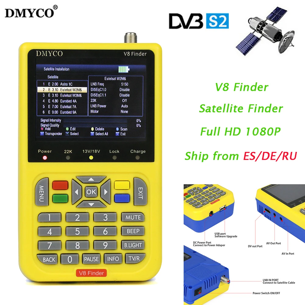 

SatFinder High Definition 1080P Satellite Finder DVB-S2 Live FTA Satellite Meter Satfinder MPEG-2 MPEG-4 Satellite Signal Finder