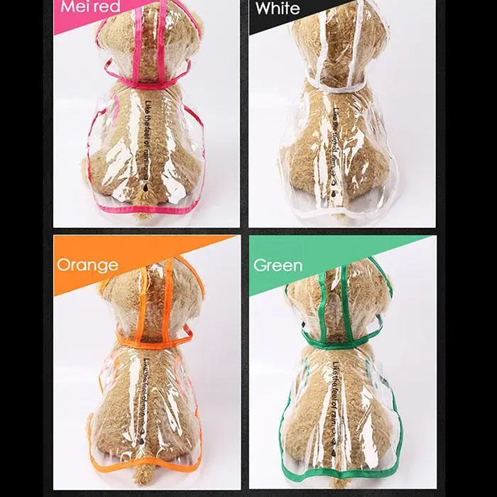 Дождевик для животных водонепроницаемые прозрачные блузки одежда с капюшоном для собак дневные куртки для щенков однотонные 3 цвета для маленьких средних и больших собак