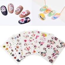 3D Acrylic Engraved flower Nail Sticker flower fish butterfly Water Decals Empaistic Nail Water Slide Decals hot Z0166