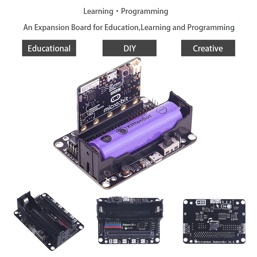 Микро: плата-удлинитель для бит Robotbit-Поддержка программирования Scartch& pyton с 18650 литиевой перезаряжаемой батареей