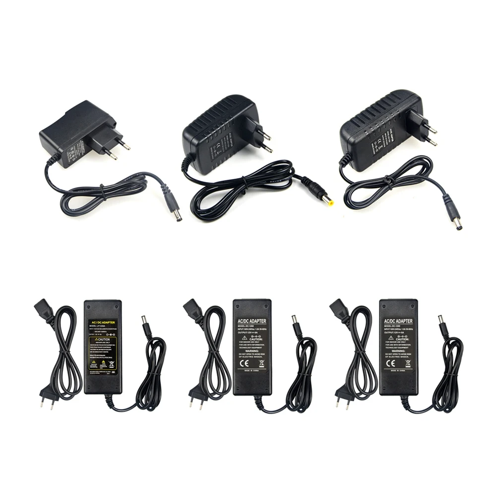 

100-240V AC to DC Power Adapter US EU UK Plug in Lights Power Adapter 12V 1A 2A 3A 5A 6A 8A Power Adapter for LED Strip Lights