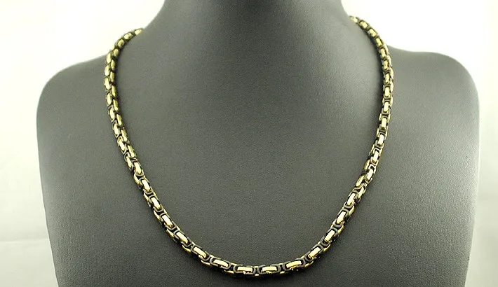 kaybetmek para promosyon moda 4 5mm genislik erkekler kolye zincir baglanti bizans gumus altin kolye erkekler taki kn014