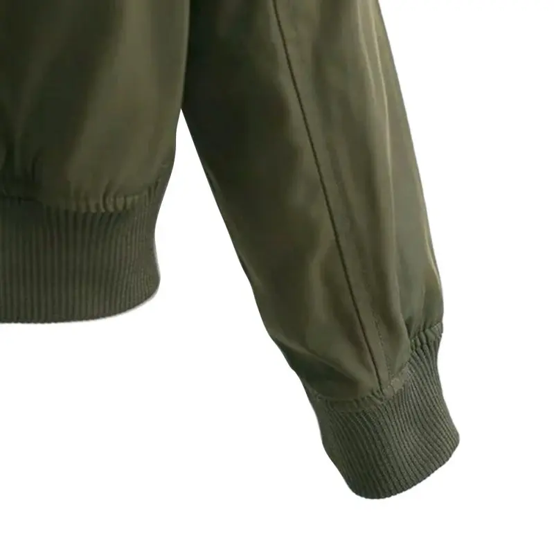 Fashion Army Green Women Bomber Jackets Female Coat Flight Suit Casual Print Jacket Embroidered Patches Women Basic CoatsLQ