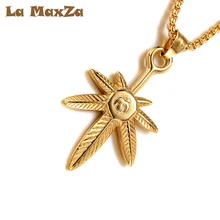 

La MaxZa Marijuanas Leaf Necklace Jewelry Hip-hop Feather Titanium Steel Pendant Maple Necklace Pendant Choker Party Prom Gift