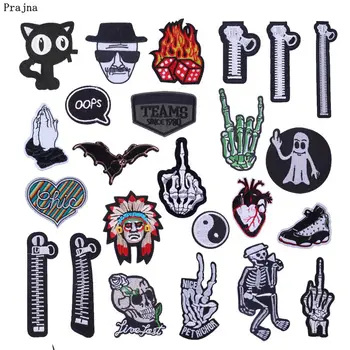 

Prajna Punk ZIPPER CAT Fingers Iron On Patch Clothing Embroidered Sewing Applique Sew On Fabric Badge Apparel Accessories Patch