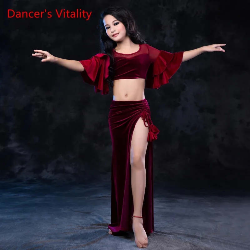 

Dancer's Vitality 2017 Bellydance Costumes Right Opening Irregular Skirt Bat Sleeves Belly Dance Dress For Belly Dance Top