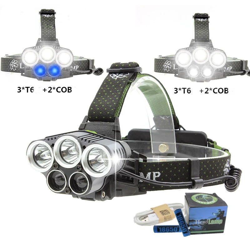 

Brightfire LED Headlamp 5 XM-L T6 Q5 Headlight 15000 lumens LED Headlamp Camp Hike Emergency Light Fishing Outdoor