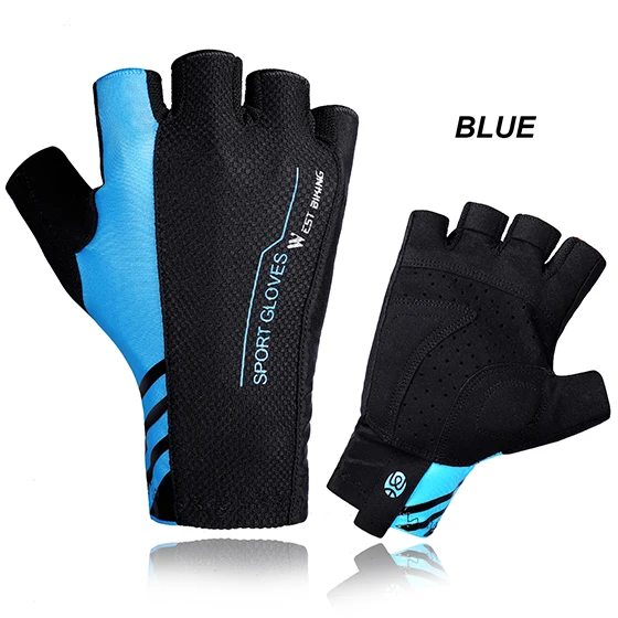 WEST BIKING, летние перчатки для велоспорта, мужские, женские, спортивные, горные, дышащие, велосипедные перчатки, Guantes Ciclismo - Цвет: black blue