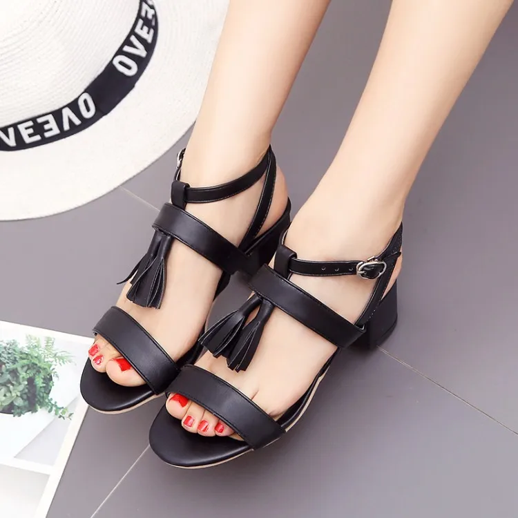 

Big Size11 12 13 14 15 16 17 High heels sandals women shoes woman summer ladies Pure colour Roman sandals