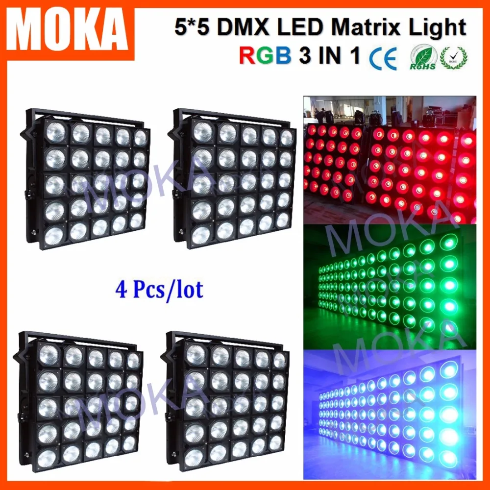 

4PCS/LOT Warranty 1 Year Matrix 800W 5*5 Five Lines Led Party Light DMX Auto Control Stage Effect Light
