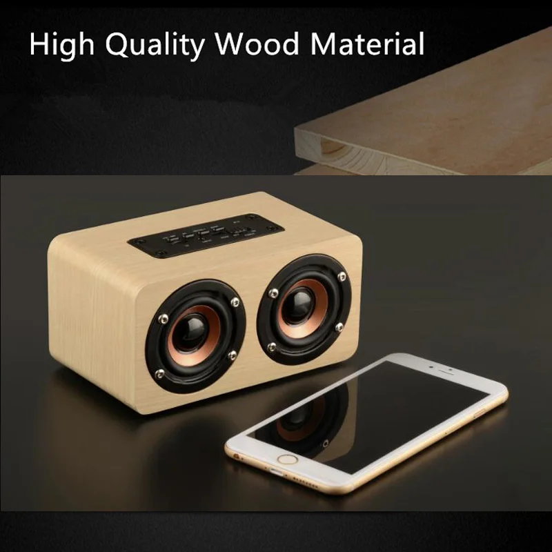 Деревянный беспроводной Bluetooth динамик Портативный HiFi Shock Bass Altavoz TF caixa de som