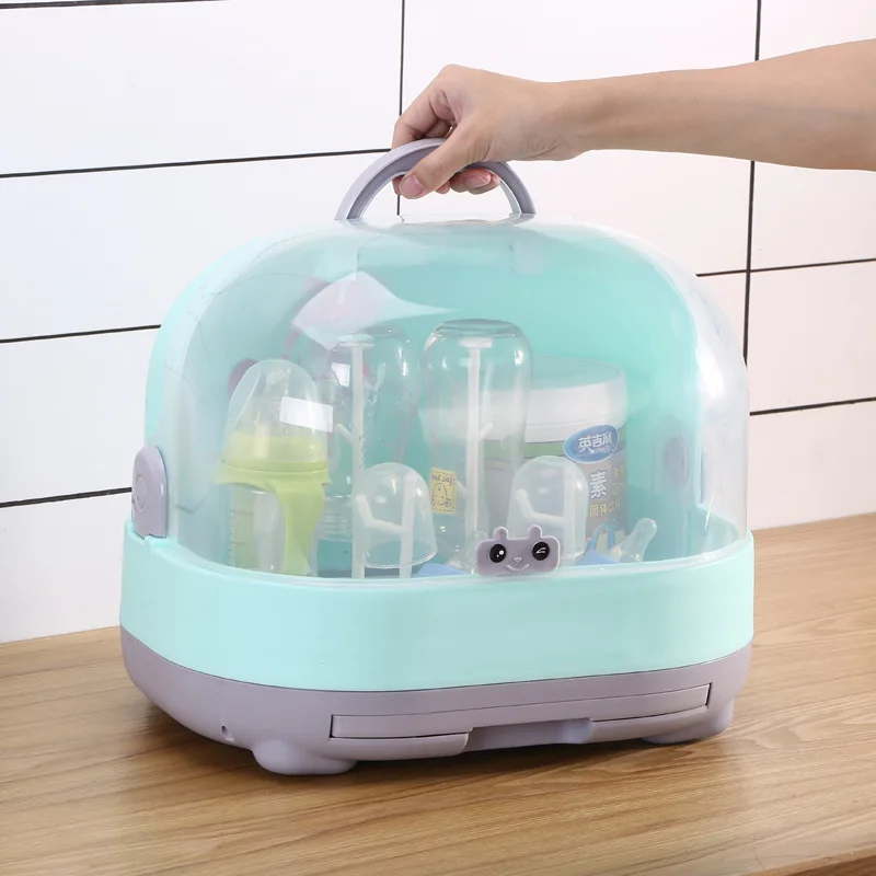 Baby Products Online - Baby Bottles Anti-Dust Storage Box Drying Rack  Plastic Tableware Dry Pouch Cleaning Dryer Dryer Storage Container - Kideno