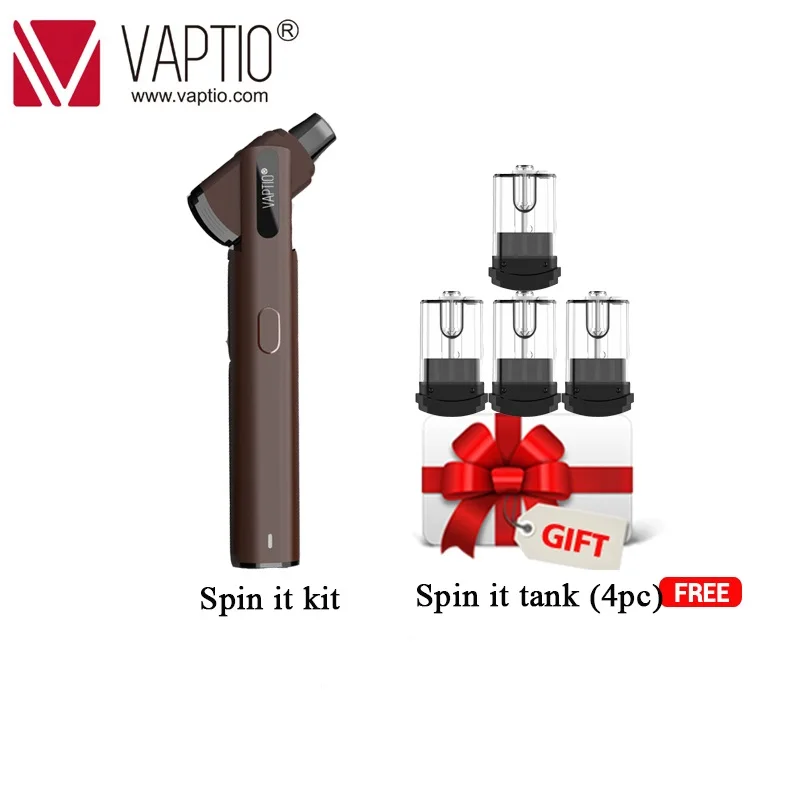 Spinnable drip tip Original Vaptio Spin IT vape Kit with 500mAh built in battery 15W 1.8ml tank starter Electronic cigarette kit Spinnable drip tip Original Vaptio Spin IT vape Kit with 500mAh built in battery 15W 1.8ml tank starter Electronic cigarette kit