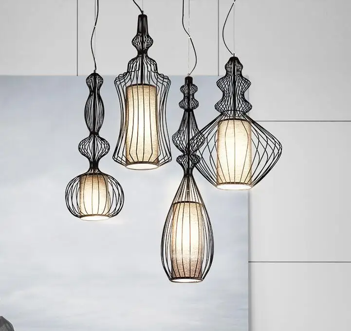 Vintage Suspension Lantern Pendant Light Tibet Black Iron Pendant Lamp Restaurant Light Retro Lighting Fixture For Cafe Bar Dining Room  (30)