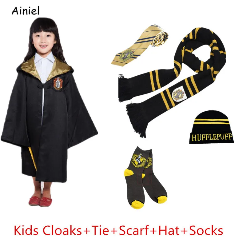 

Hogwarts School Hermione Tie Hat Scarf Socks Gloves Cap Cloak Gryffindor Hufflepuff Ravenclaw Cosplay Costumes Kids Women Men
