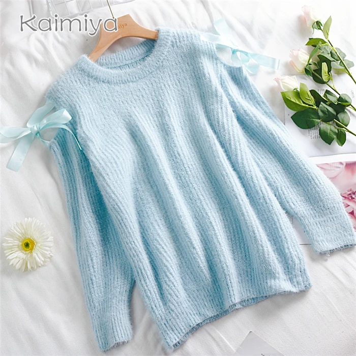 GTGYFF solid blue winter thermal warm pullover knitted