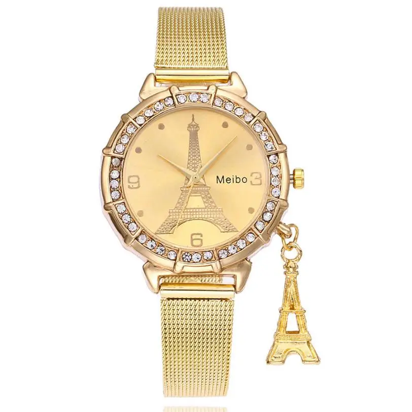 MEIBO Модные женские наручные часы «Эйфелева башня» женские стальные сетчатые Аналоговые кварцевые наручные часы женские часы для влюбленных подарок# D - Цвет: D