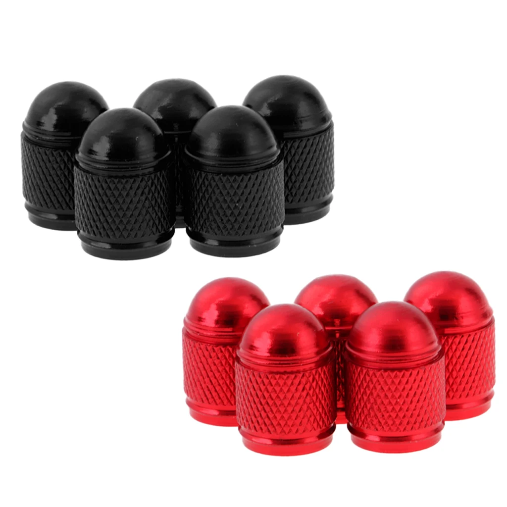 MagiDeal 10 Pieces Black Red Aluminum Bicycle Bike Cycling Schrader Air Valve Dust Cap Cover Accessories Bike Valve Cap