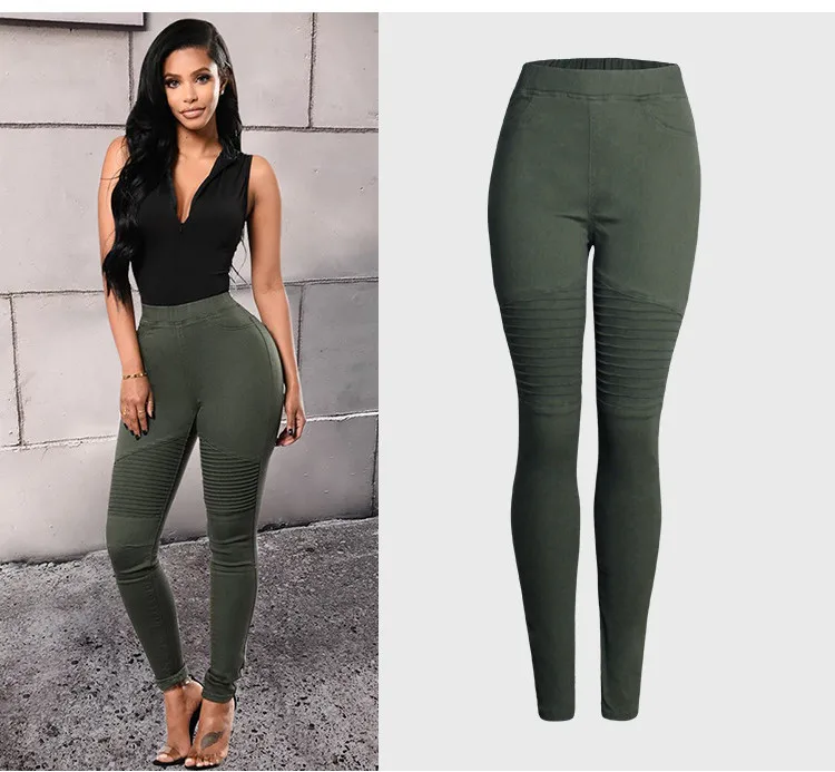2018 fashion locomotive models Europe and the United States trend women's slim stretch thin high waist women's denim pencil pants elastic pants (2)