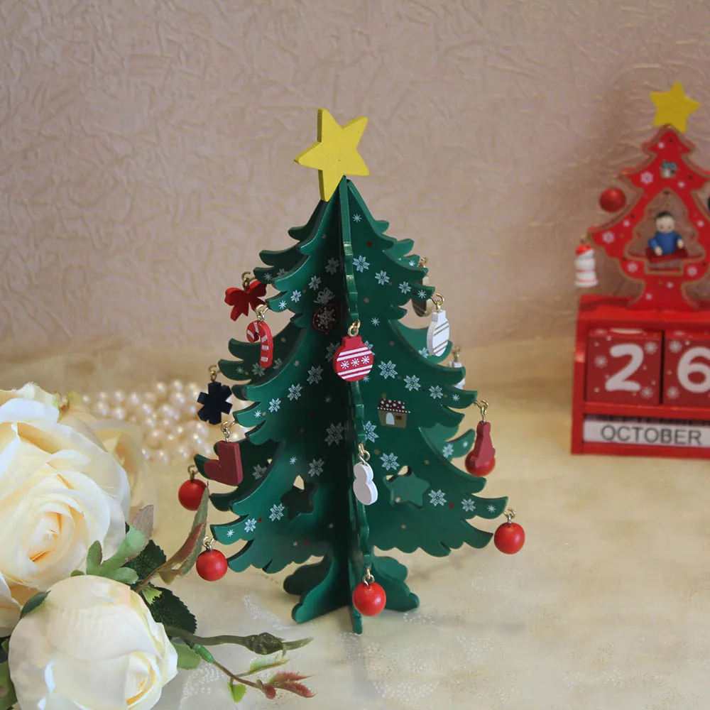 20 см мини Деревянная Рождественская елка Настольный Декор Рождественская елка украшения Рождественское украшение счастливый год домашний Декор подарок