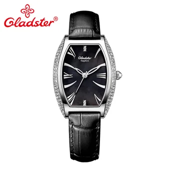 

Gladster Charm Brand Japan MIYOTA GL30 Tonneau Women Watch Genuine Leather Female Clock Sapphire Crystal Shell Lady Wristwatch