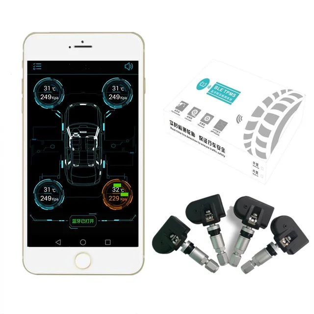Smart Car font b TPMS b font Bluetooth 4 0 Tyre Tire Pressure Monitoring System APP