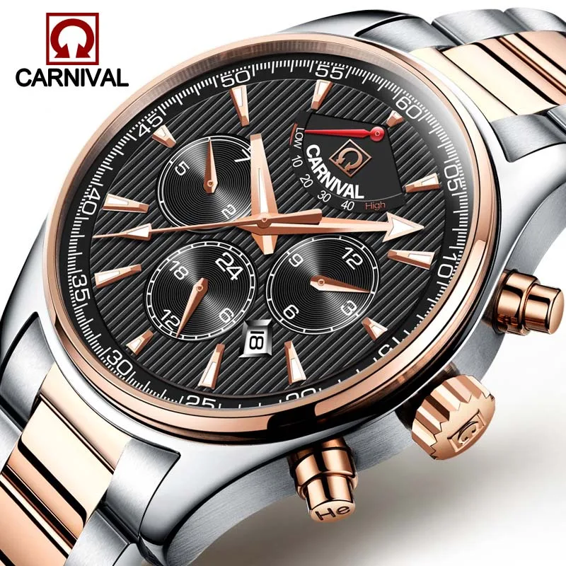 

24 Jewels Japan MIYOTA Automatic Mechanical Watch 30M water Top Brand Luxury CARNIVAL wristwatches mens Business Clock Sapphire