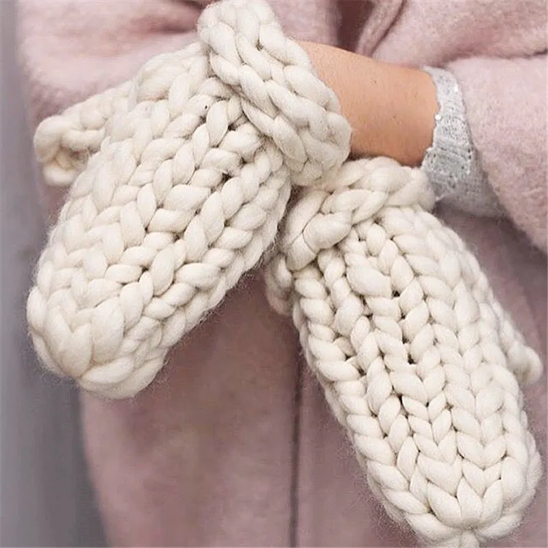 Вязаные, толстые, теплые, зимние, женские перчатки из мериносовой шерсти ручной работы - Цвет: 2