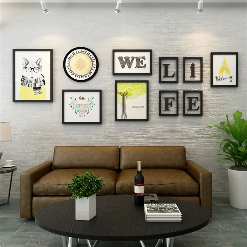

Wooden Picture Frame Set Wall Hanging Wedding Photo Frame Set Organizer Home Design Big Size Modern Simple Black Picture Frames