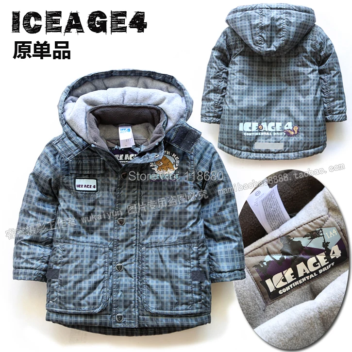 

Male child cotton-padded jackets new 2017 autumn winter jacket baby clothing kids outerwear boys warm hooded plaid cotton parka