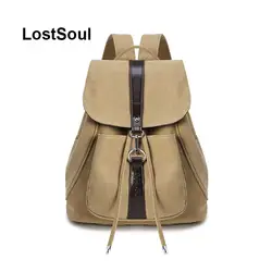LostSoul винтажная женская сумка женская повседневная рюкзаки холст женские школьные сумки для девочек-подростков одноцветное дорожная сумка